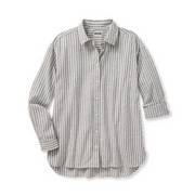 Striped button-down shirt.