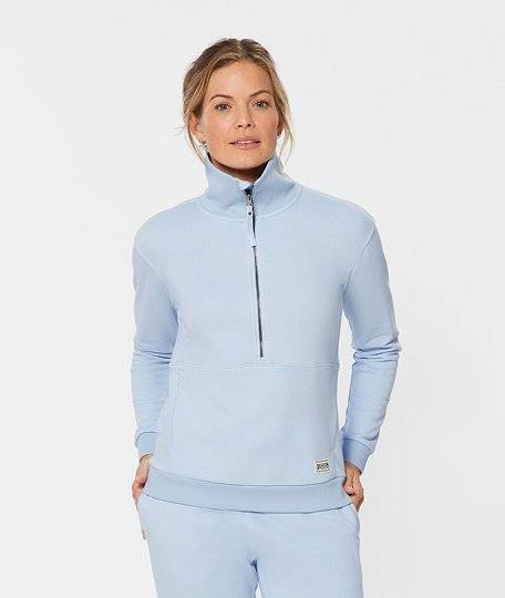 A light blue sweatshirt and sweat pant set.