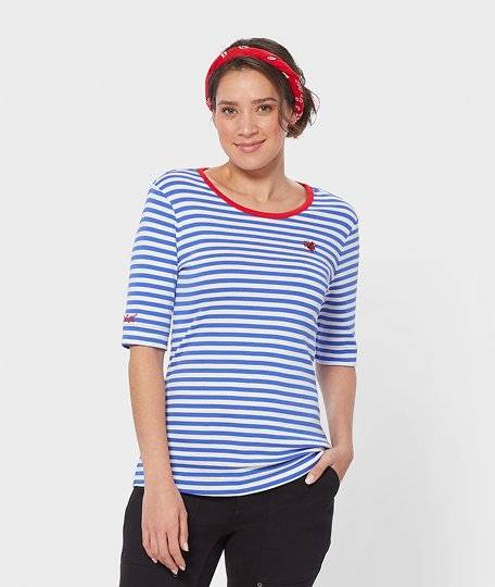 A striped blue women's shirt.