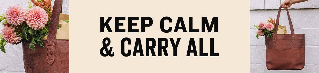keep calm and carry all, photos a lifetime leather bag with a bouquet of flowers