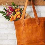 Lifetime Leather Tote with flowers