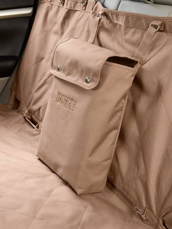 Canvas seat cover for vehicle.
