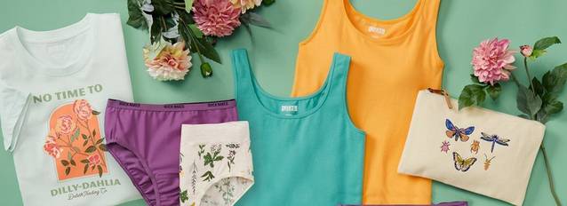 Women's tank tops, underwear, and t-shirts.