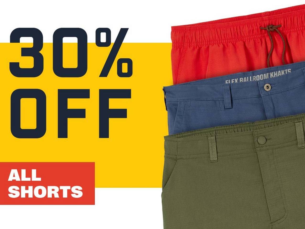 thirty percent off all shorts