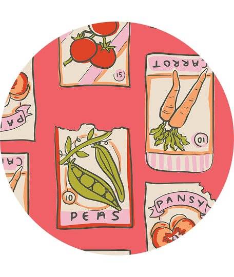Coral seed packets pattern