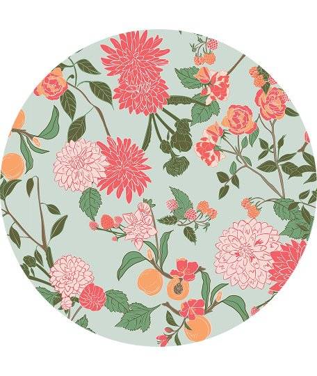 mint with pink dahlia flower pattern
