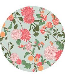 mint with pink dahlia flower pattern