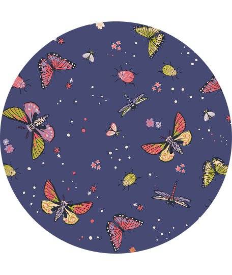 Blue with garden bugs pattern