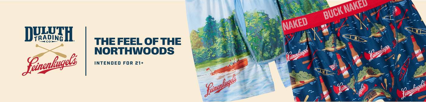 Headline: The feel of the northwoods. Leinenkugel's® patterned men's underwear.
