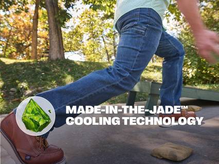 Made-in-the-Jade Technology. Man lunging in blue jeans. Armachillo® DoubleFlex®