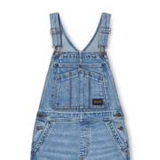 Denim overalls.