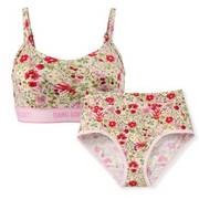 Floral patterned underwear and bra.