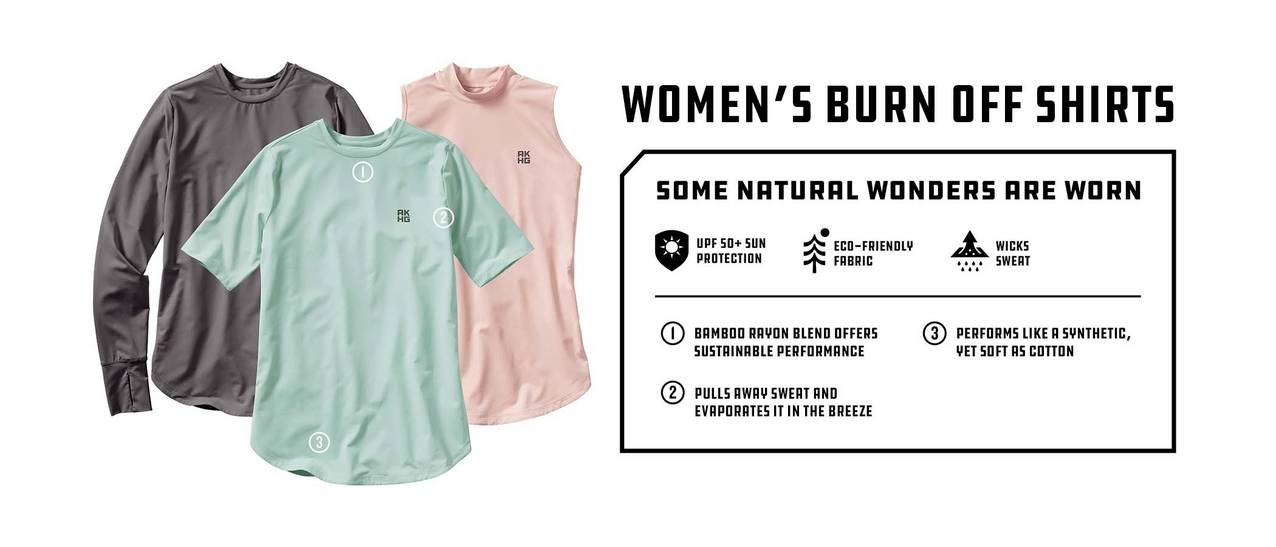Women's Burn Off shirts. Some natural wonders are worn.
