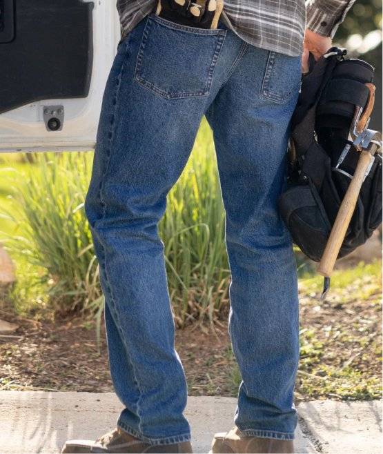 Man wearing blue jeans.