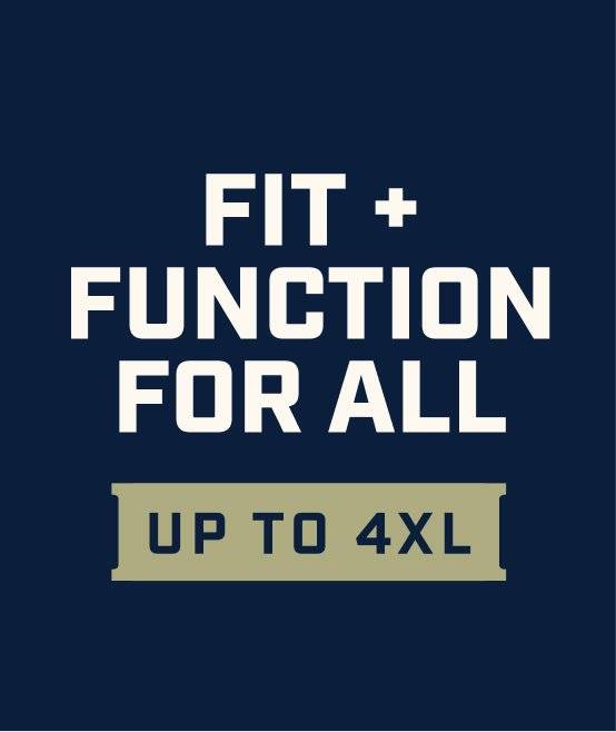 Headline: Fit & Function for All. Sizes Up to 4X.