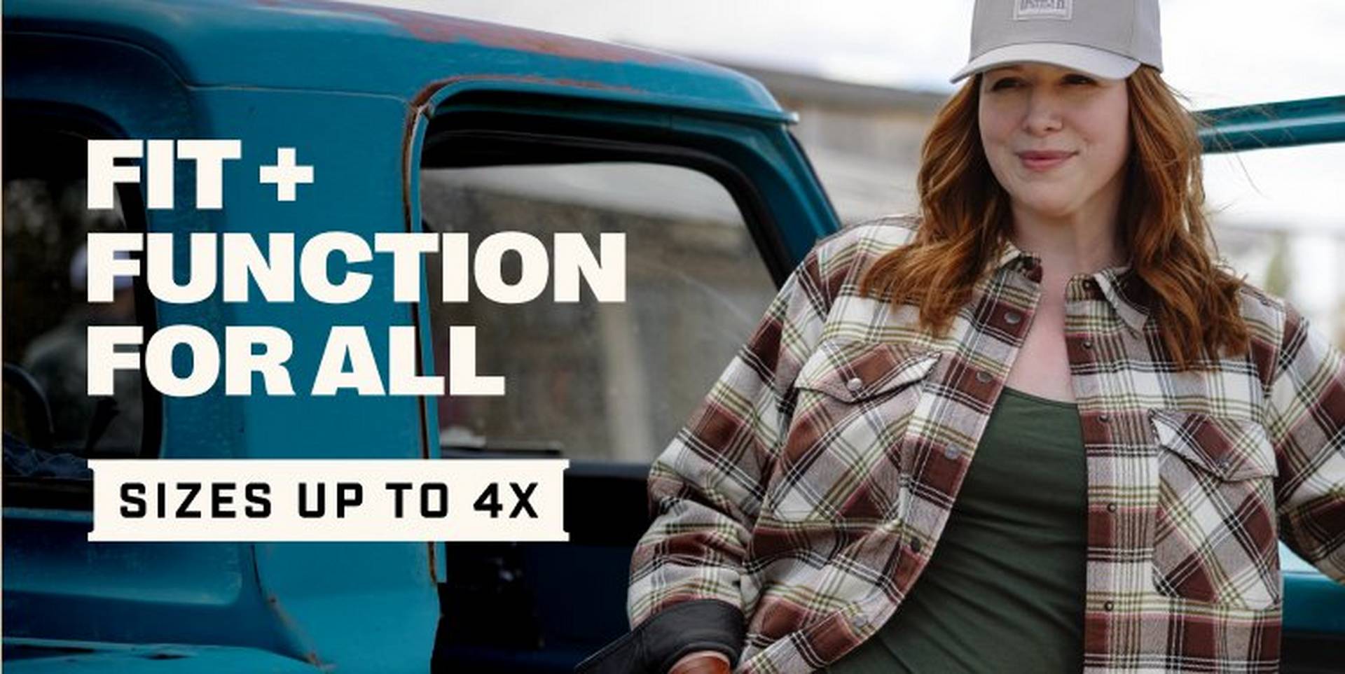 Headline: Fit & Function for All. Sizes Up to 4X.