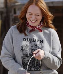 Woman wearing a graphic crewneck