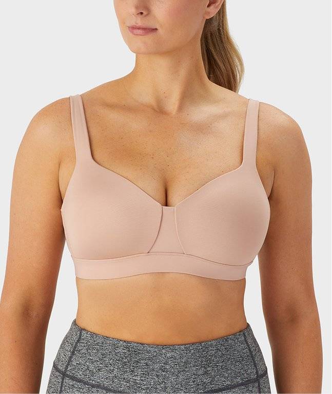 Woman wearing a nude bra