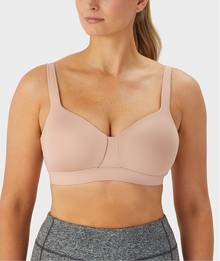 Woman wearing a nude bra