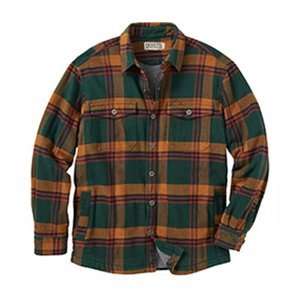 men's green and orange fleece lined flannel shirt jac