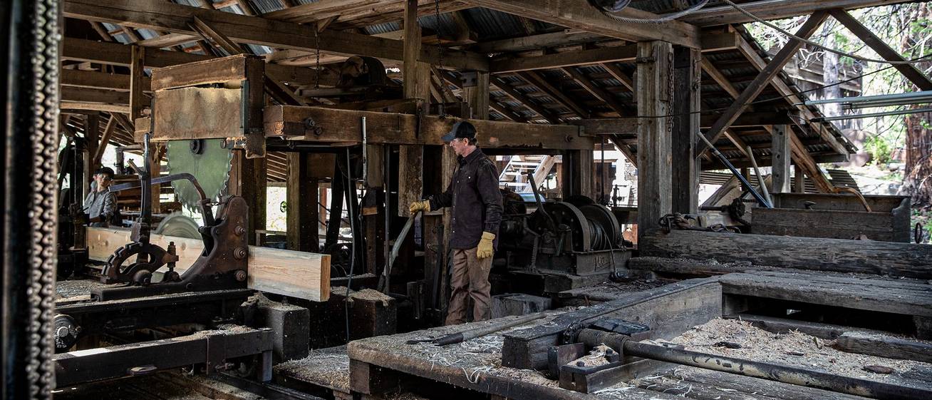 gregg & sarah operate their steam-powered lumber mill