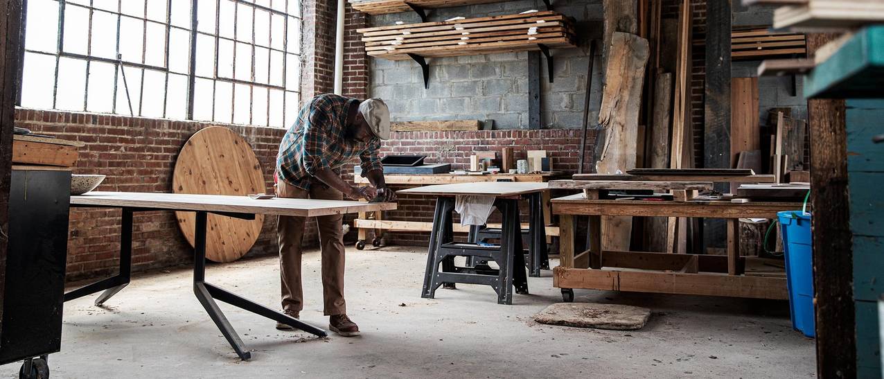 JD working in his workshop