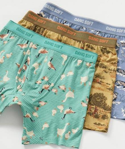 Three pairs of men's patterned underwear.