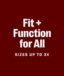 Headline: Fit and Function for All, Sizes up to 3X