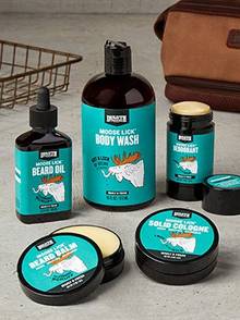 A variety of body care items sitting on a counter