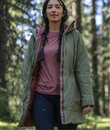 Woman wearing a green jacket