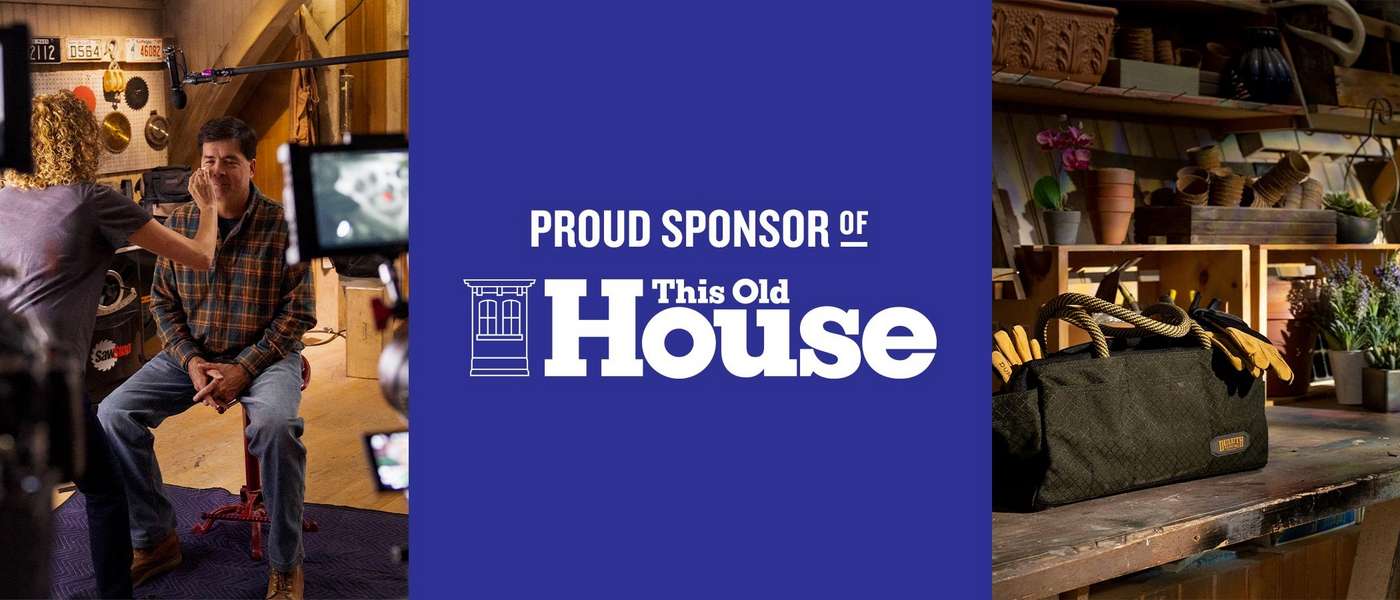 this old house logo with a collage of photos taken on the set of this old house