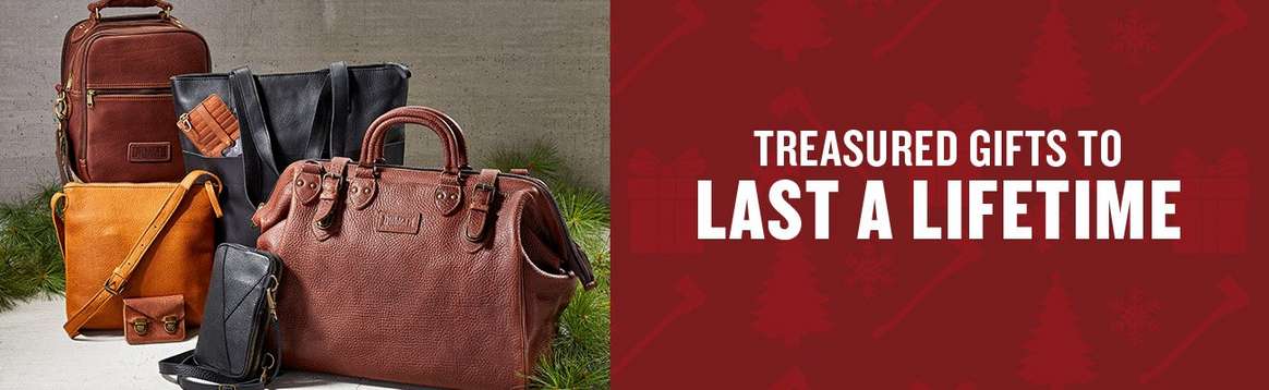 Treasured gifts to last a lifetime. A collection of leather bags and wallets.