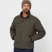 Man wearing a dark grey workwear jacket.