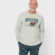 Man wearing buffalo patterned pajamas.