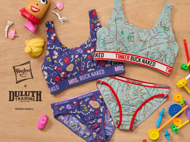 Hasbro® toy patterned women's bras & underwear.