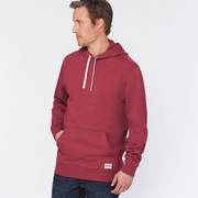 Man wearing red sweatshirt.