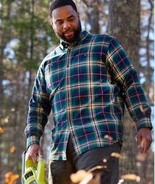 Man wearing a flannel shirt.