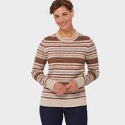 Woman wearing a striped shirt.