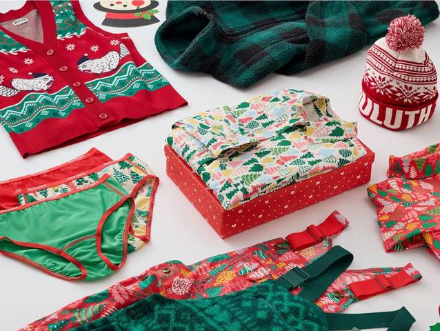 Women's festive printed apparel.