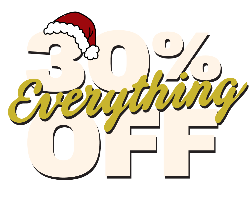 Headline: 30% OFF Everything. Exclusions Apply. Online and In-Store. Prices as Marked.