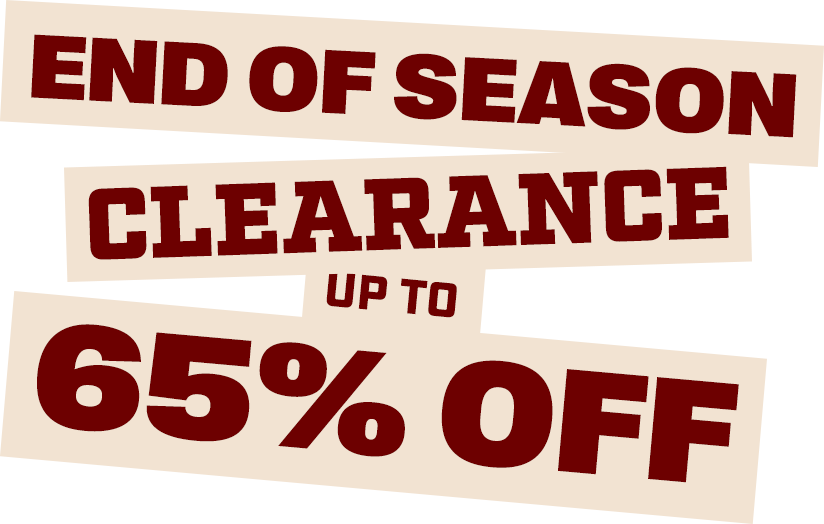 End of season clearance up to 60% off