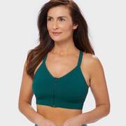 Woman wearing green bra.