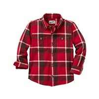 kids' free swingin flannel shirt in classic crimson red plaid