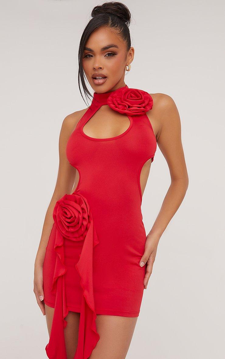 fitted lace wedding dress Zoella Red Off The Shoulder Mini Dress main image 1