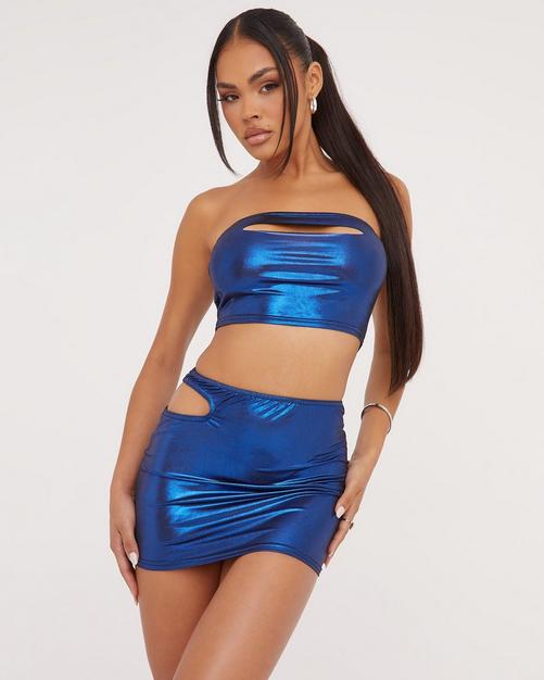 Blue Renaissance Asymmetric Pointed Hem Corset Top