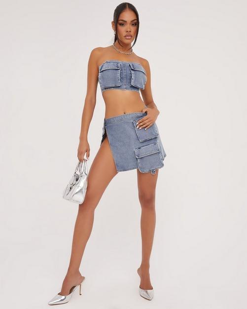 Denim Corset Skirt Set –