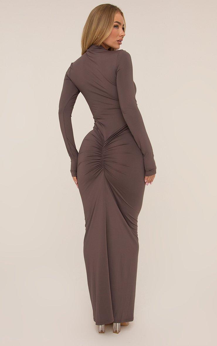 Long Sleeve Ruched Back Maxi Dress In Mauve | EGO US | EGO