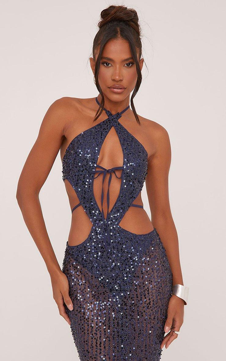 halter neck sequin dress Stay Mini Wine side split and open back Plunge Halterneck Cut Out Front