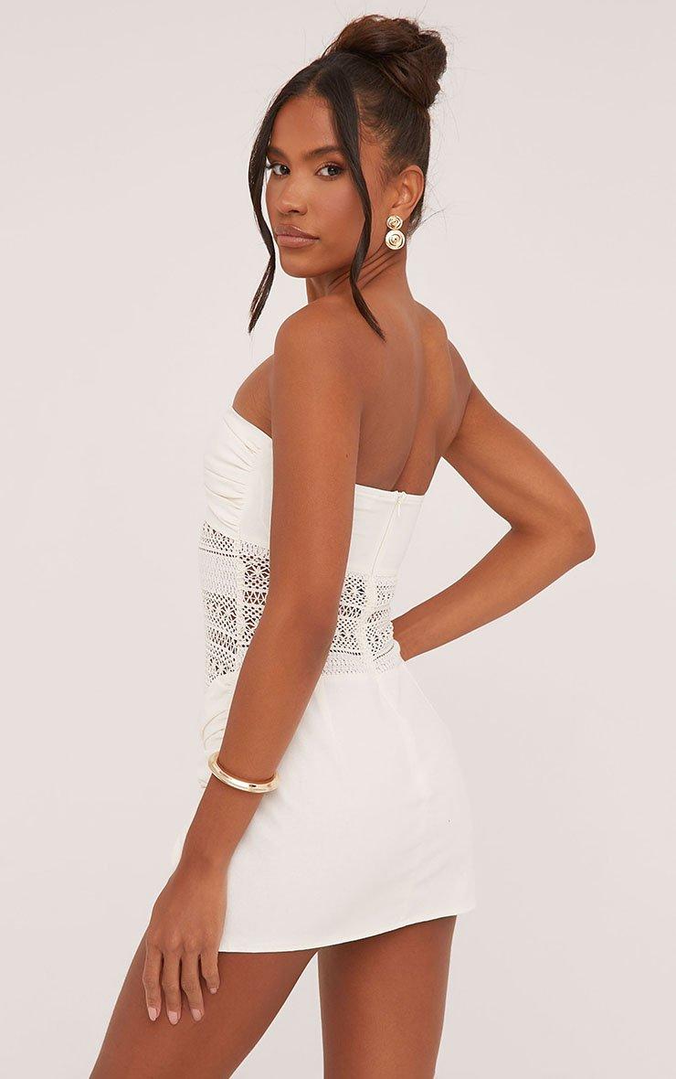 Bandeau Linen Twist Detail Mini Bodycon Dress In Cream Texture | EGO US |  EGO