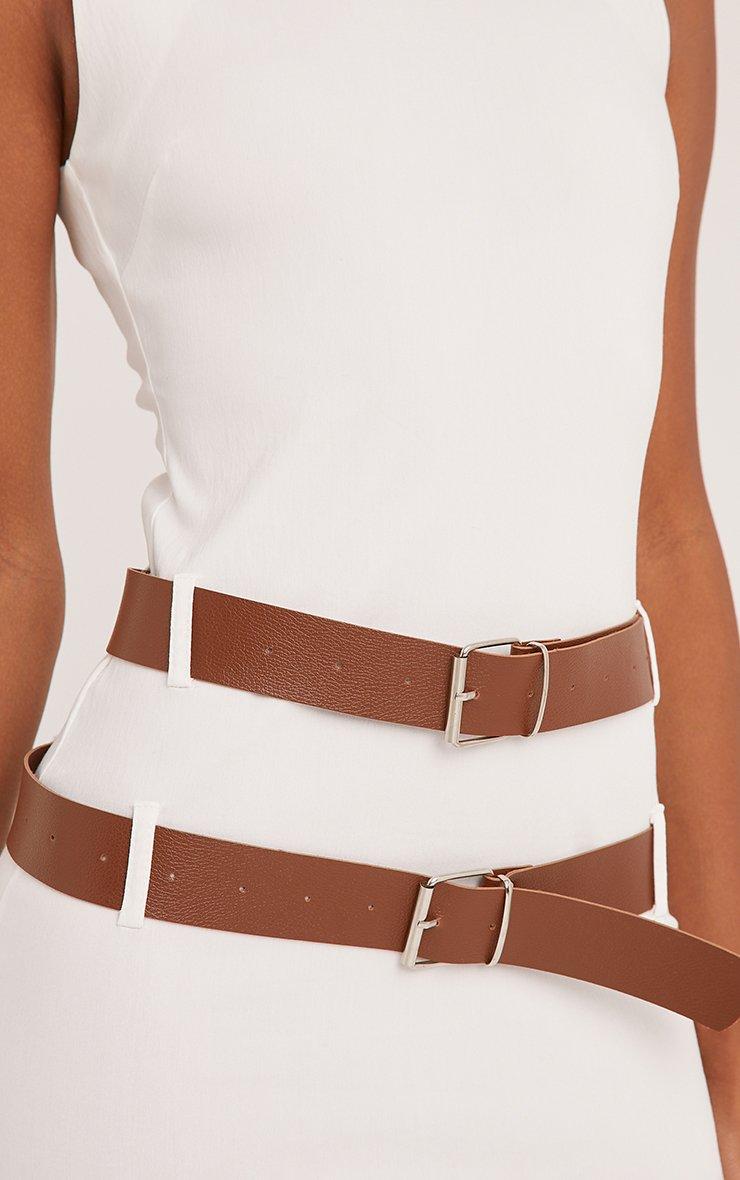 cream dress with brown belt Navy and Cream Tartan Check Cora Midi Dress